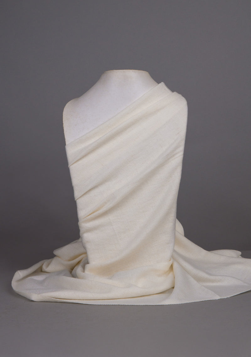 Pearl White Pure Pashmina Shawl