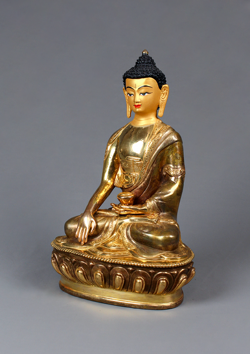 Shakyamuni Buddha Partly Gold Plated Statue 8"H