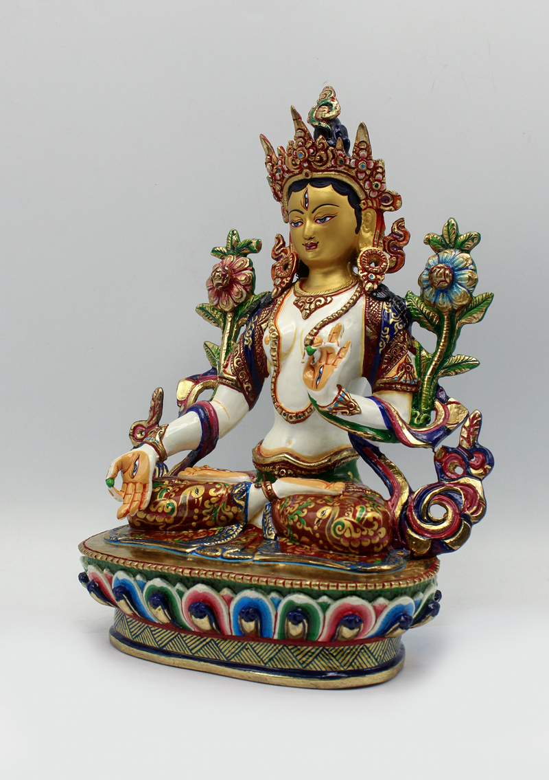 Magical White Tara Hand Painted Statue