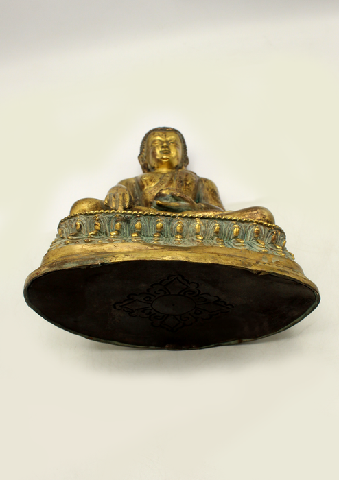 Antique Copper Gilted Shakyamuni Buddha Statue 8" H
