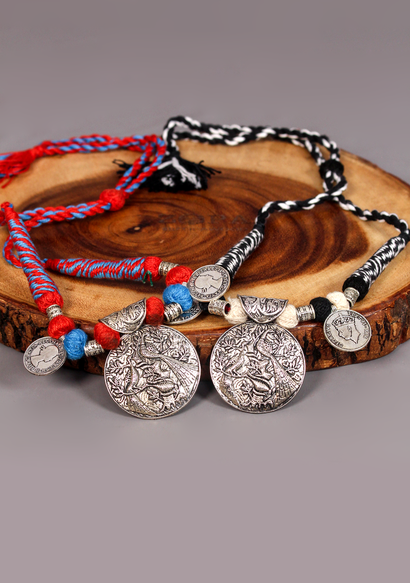 Elegant White Metal Tribal Style Mayur/ Peacock Pendant from Nepal