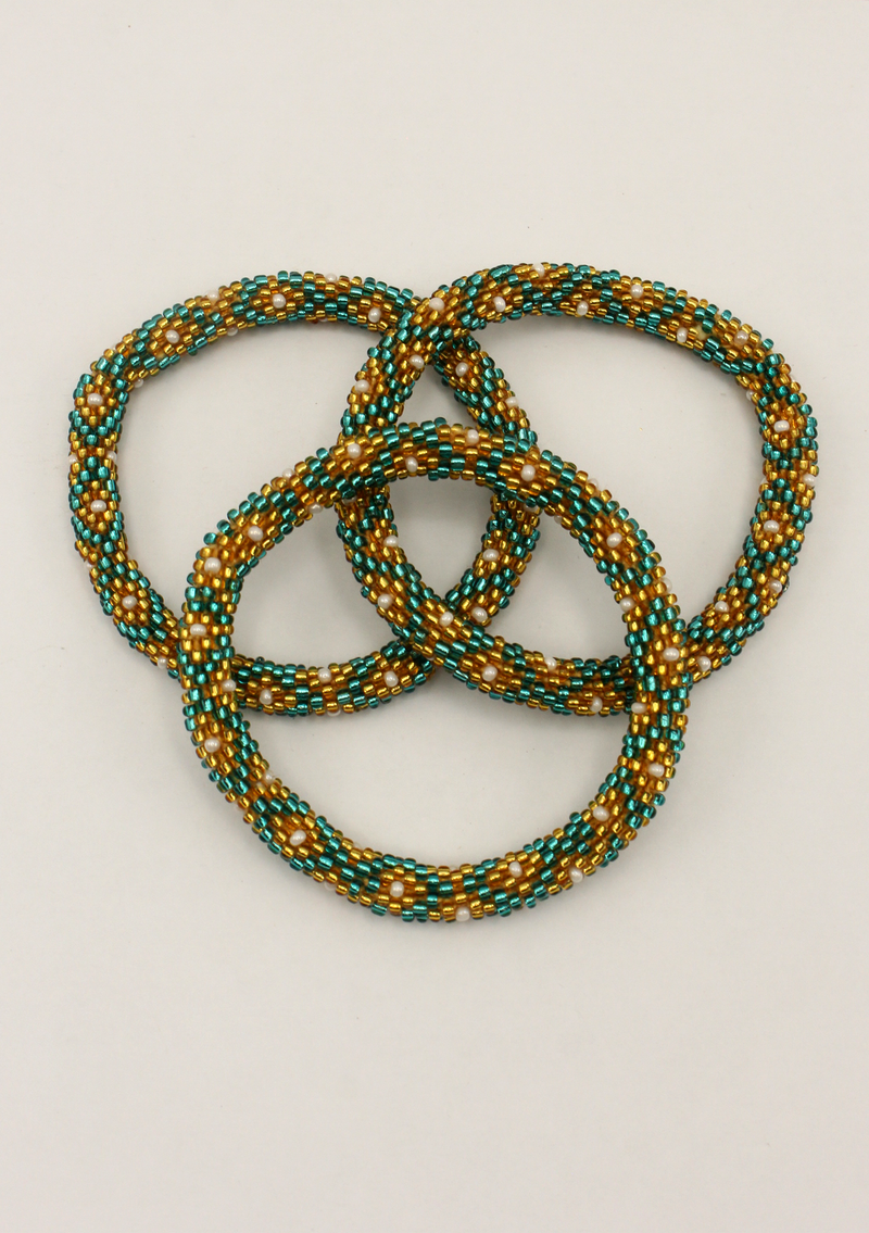 Green Golden  Roll on Beads Shrawan Bracelet