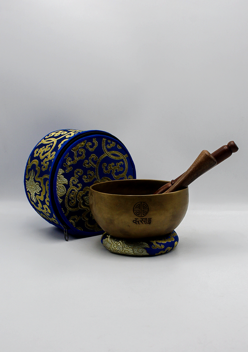 Full Moon Singing Bowl Brocade Travel Bag  6"