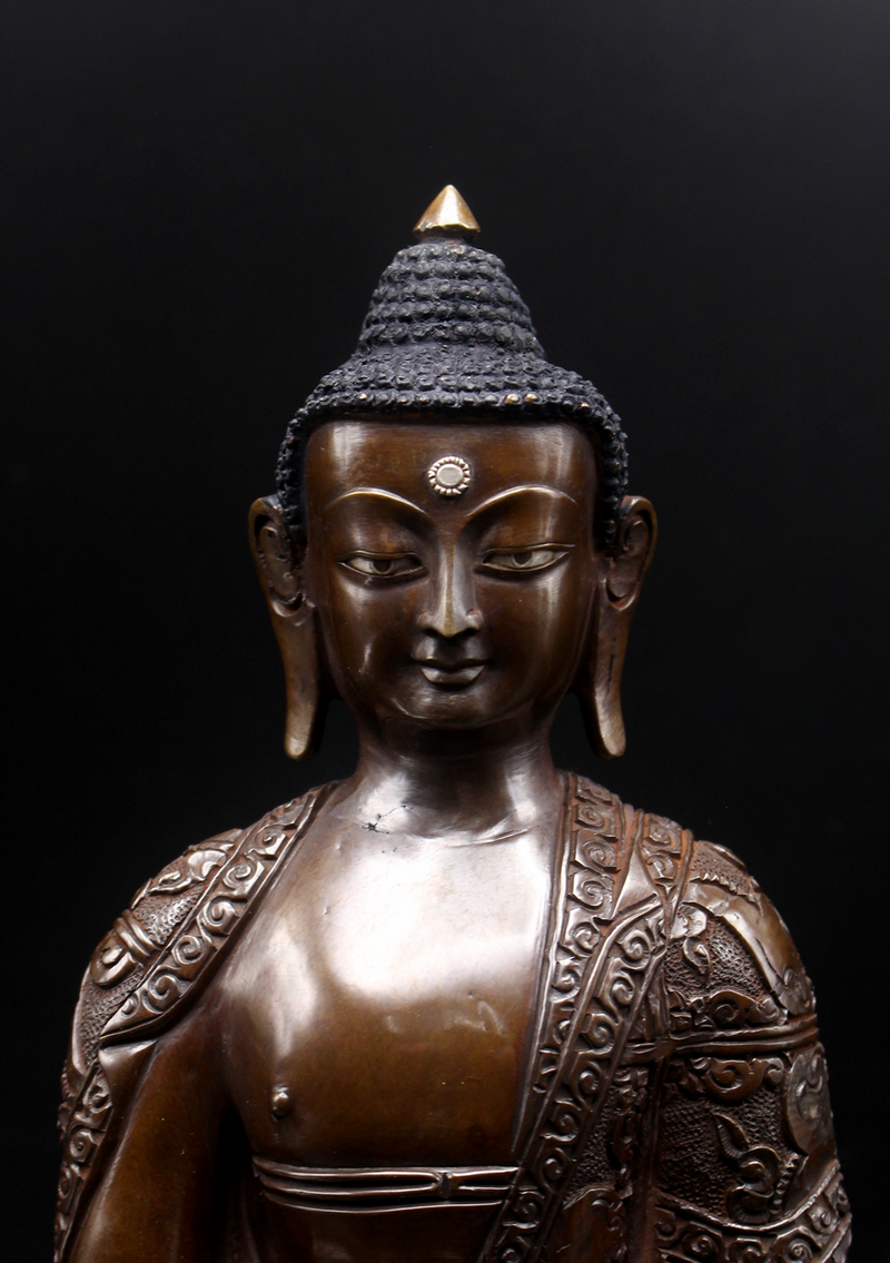 Copper Amitabha Buddha Statue 8.5"H