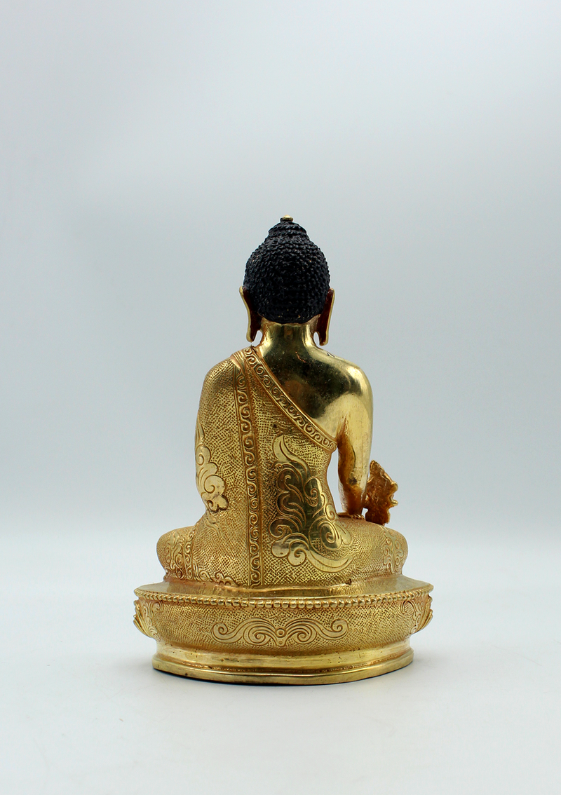 Full Gold Plated Copper Medicine Buddha Statue