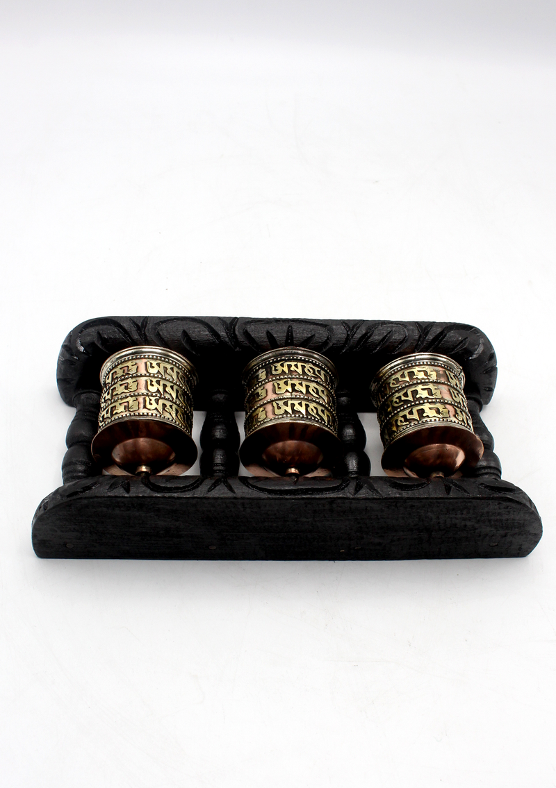 3 in 1 Wooden Framed Prayer Wheel Wall Hanging