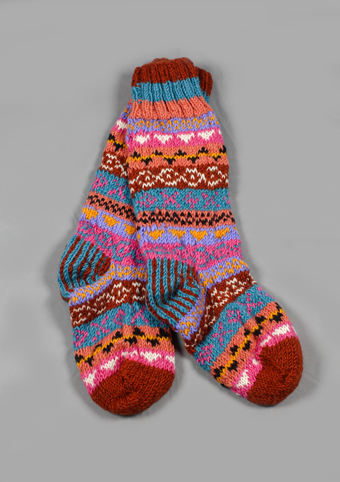 Handknitted Multicolor Woolen Knee High Socks