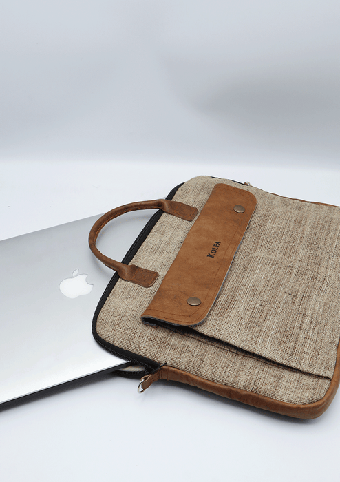 Handcrafted Nettle with Leather Dolpa Laptop Bag SINGLE PIECE