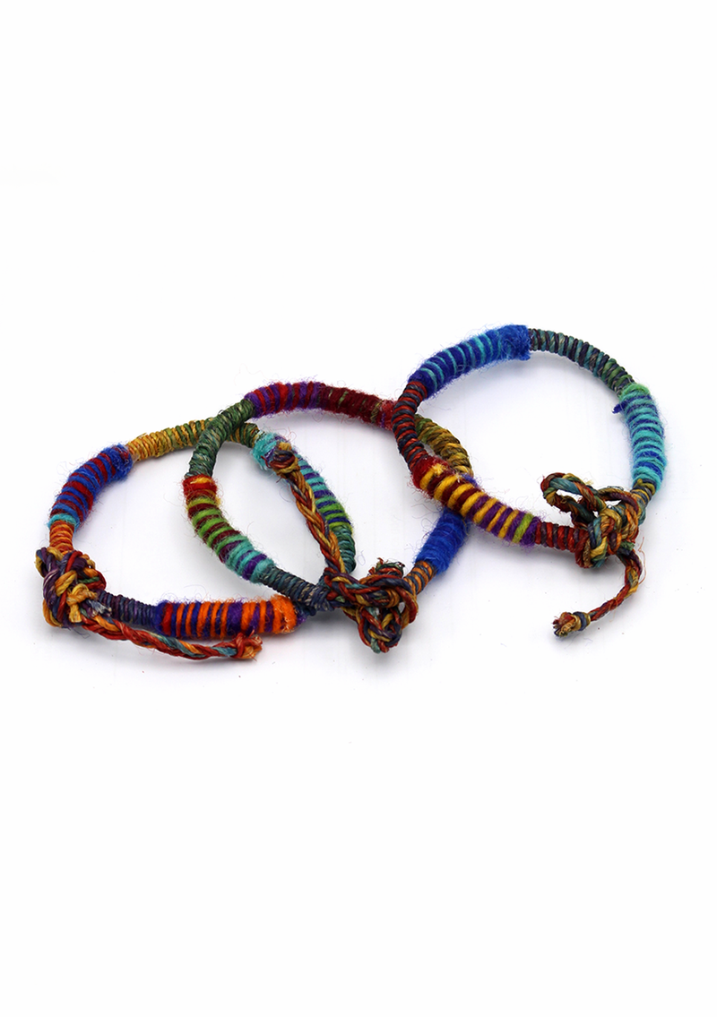 Blue Hemp Rope Wrist Band Bracelet