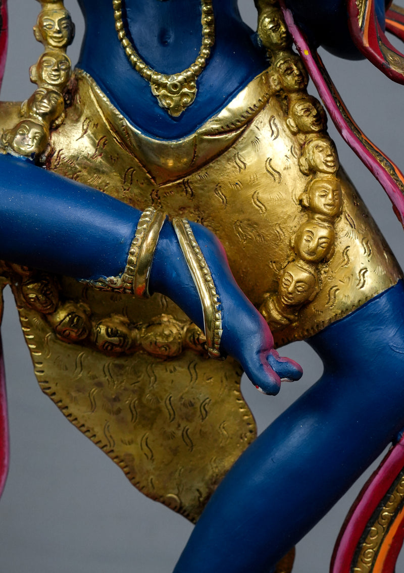 Masterarts  Partly Gold Plated Handpainted Standing Simhamukha Statue