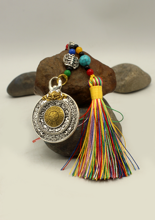 Tibetan Car Hanging Medallion with Tassel