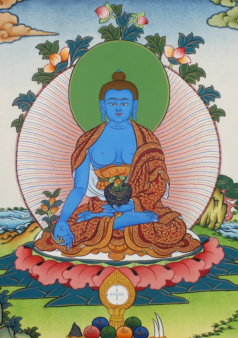 Medicine Buddha Deity Thangka Painting