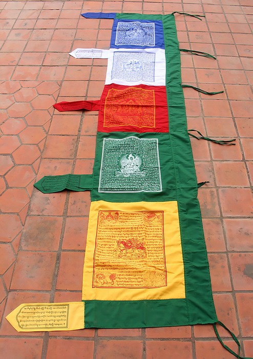 Vertical Mixed Deities Screen Print Tibetan Prayer Flags