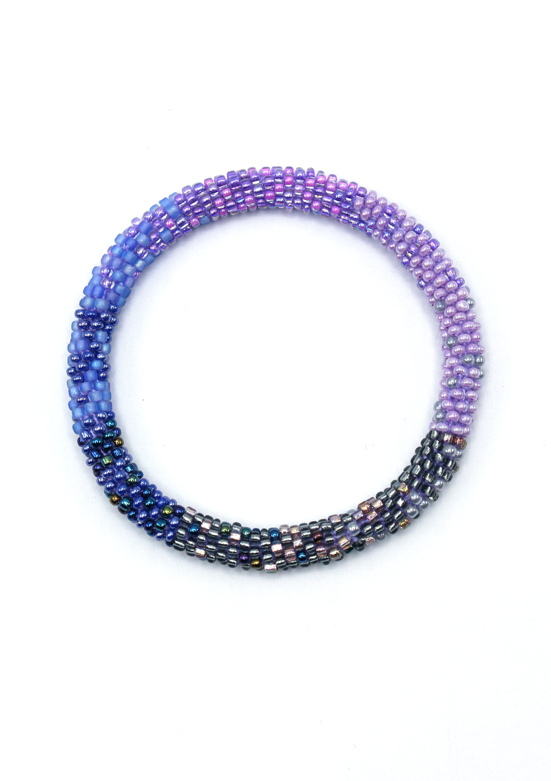 Purple Black Roll on Beads Bracelet