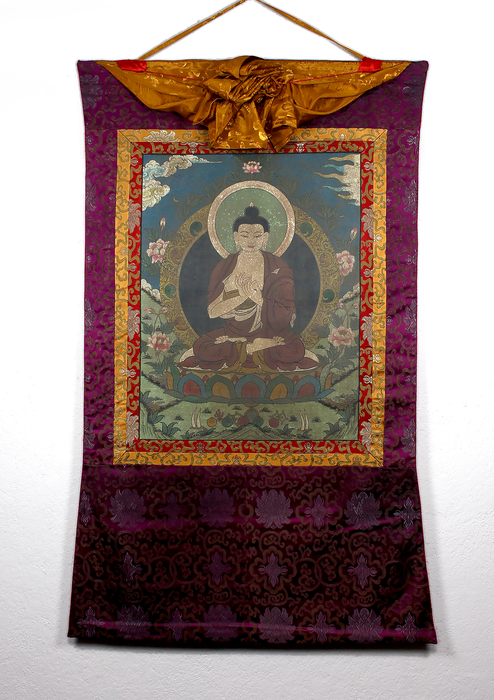 Antique Vairocana Brocade Thangka Painting