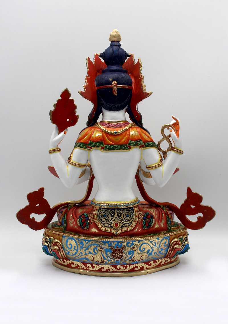Hand-Painted Masterpiece Chenrezig Statue 13" H