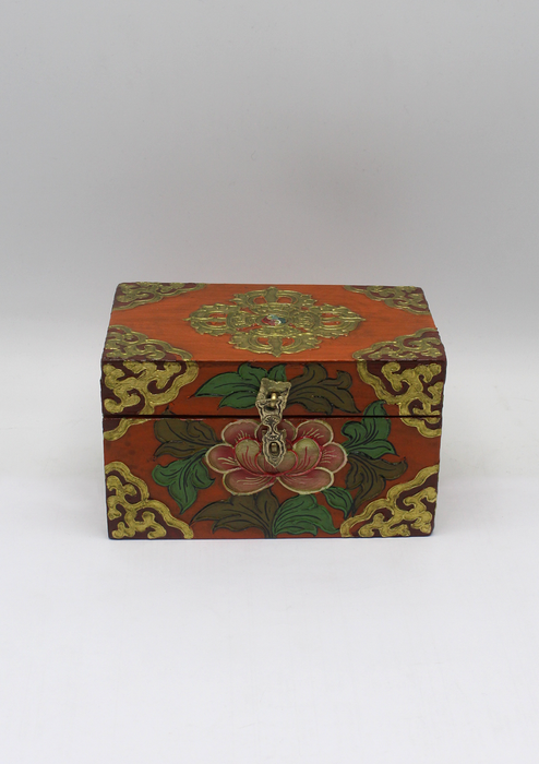 Handpainted Tibetan Wooden Boxes with Double Dorjee - Medium