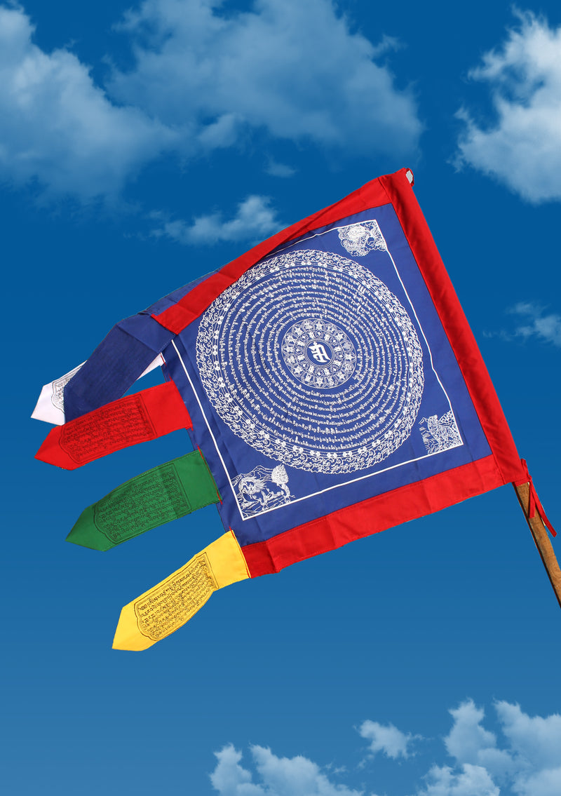 Blue Color Namgyalma Powerful Mantra Printed Prayer Flags