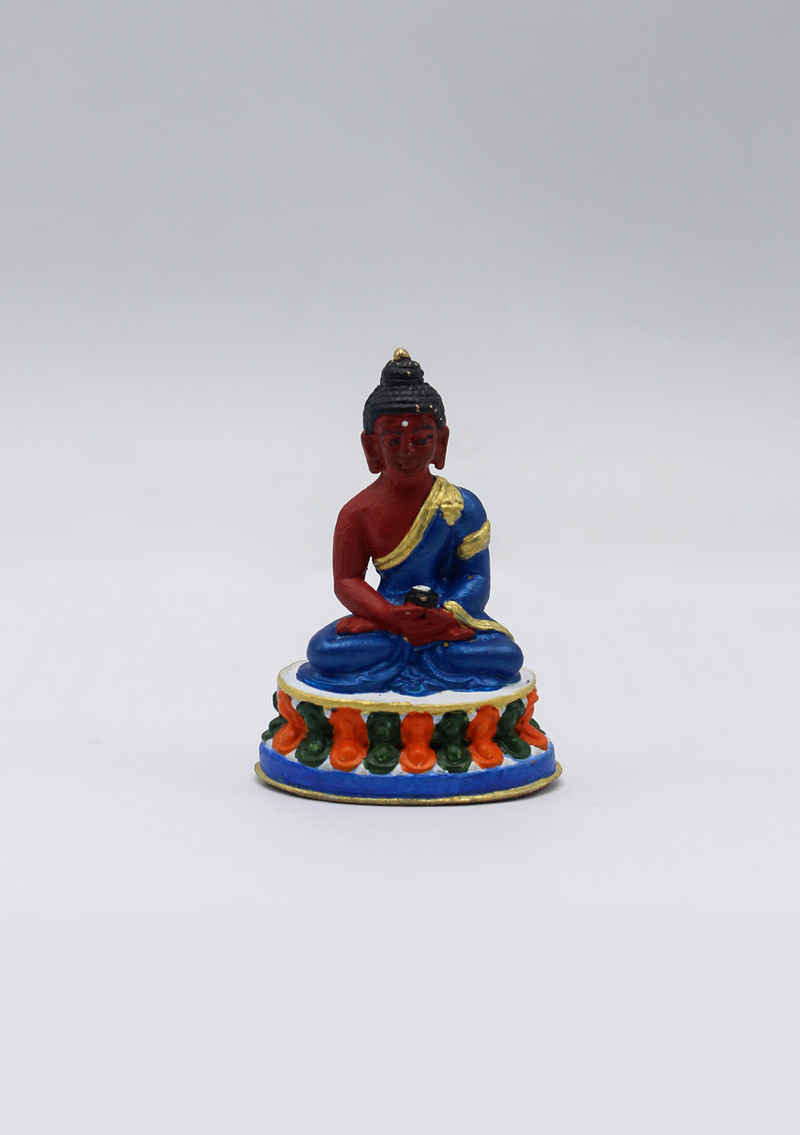 Hand Painted Copper Amitabha Buddha Statue 2"H