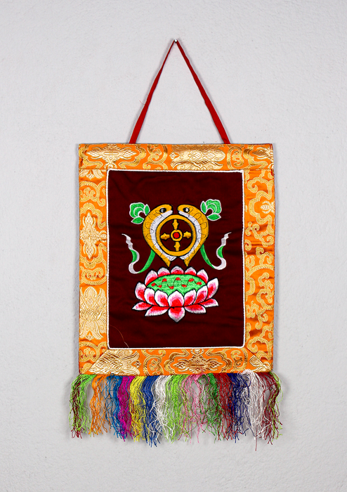 Buddhist Auspicious Symbols Brocade Wall Hanging