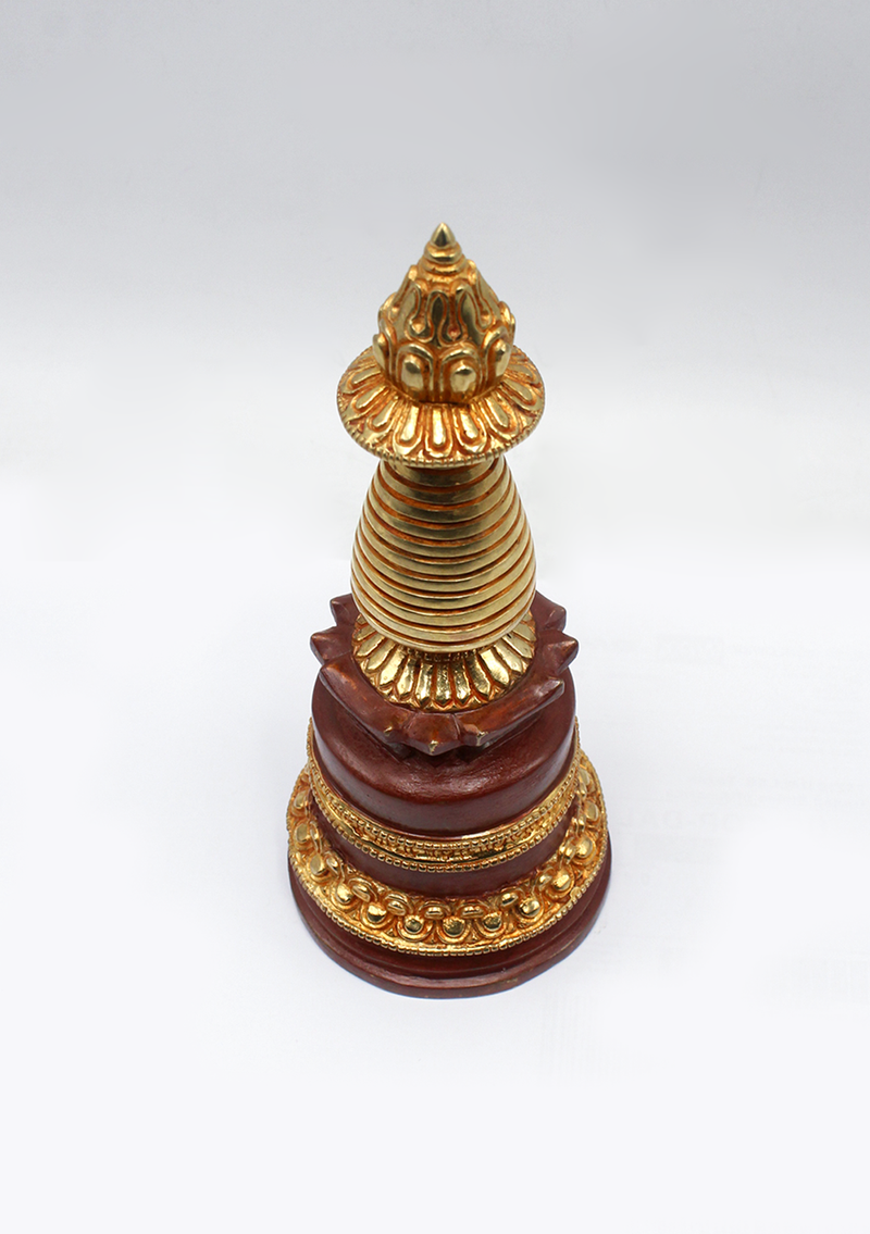 Partly Gold-Plated Stupa 7" H