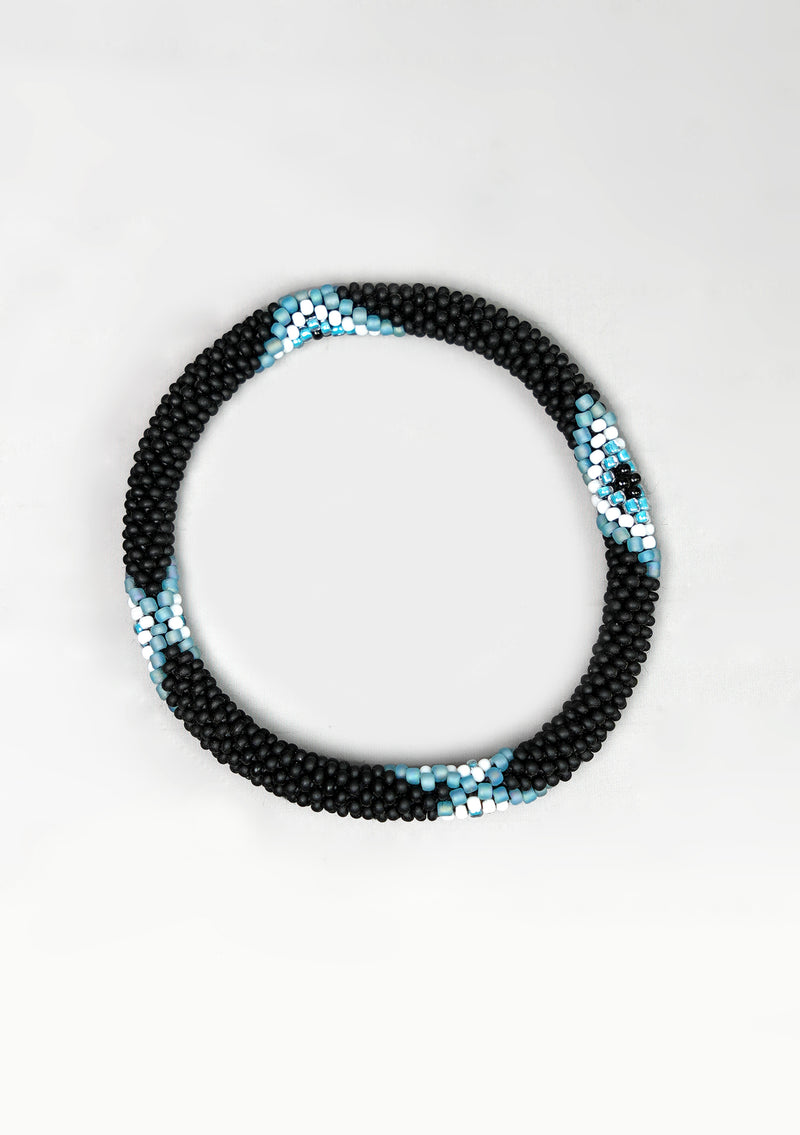Black with Cosmic Diamond Nepalese Roll Beads Bracelet