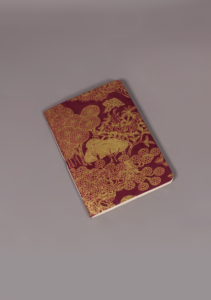 Red Flowers & Leaf Design Lokta Paper Journal