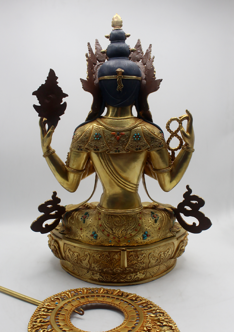 Masterpiece 24 K Gold  Chenrezig Statue 21"H