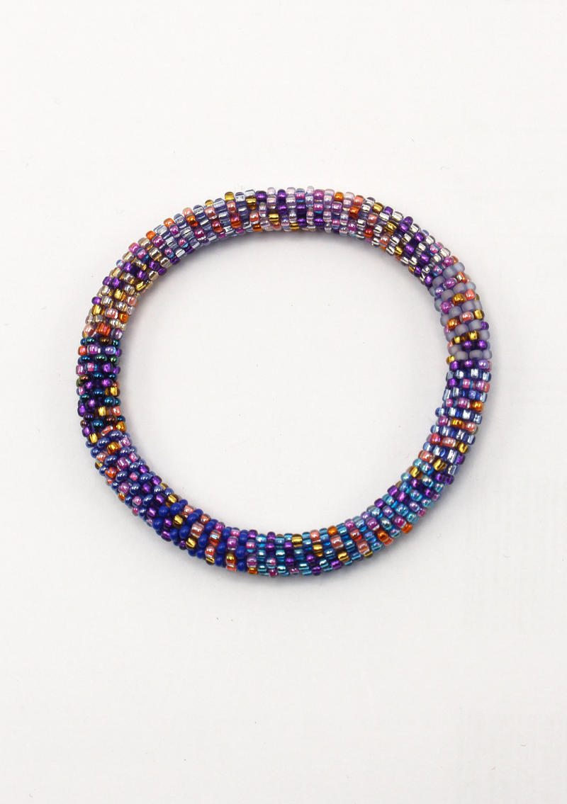 Purple Roll on Beads Bracelet Set