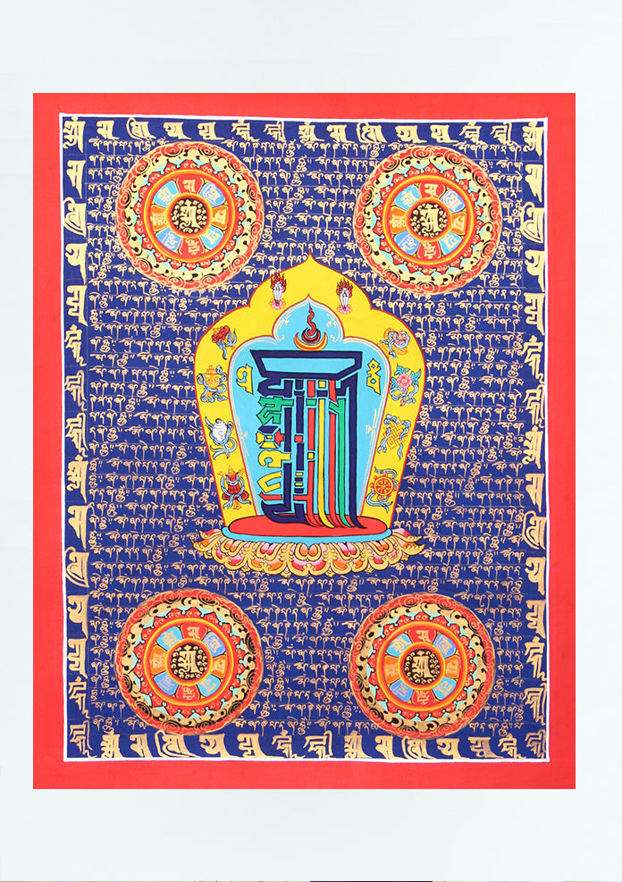 Blue Kalachakra Mantra Thangka Painting (A)