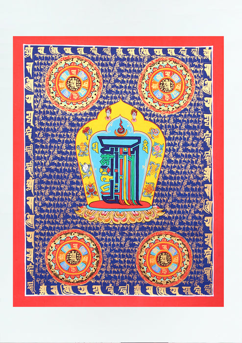 Blue Kalachakra Mantra Thangka Painting (A)