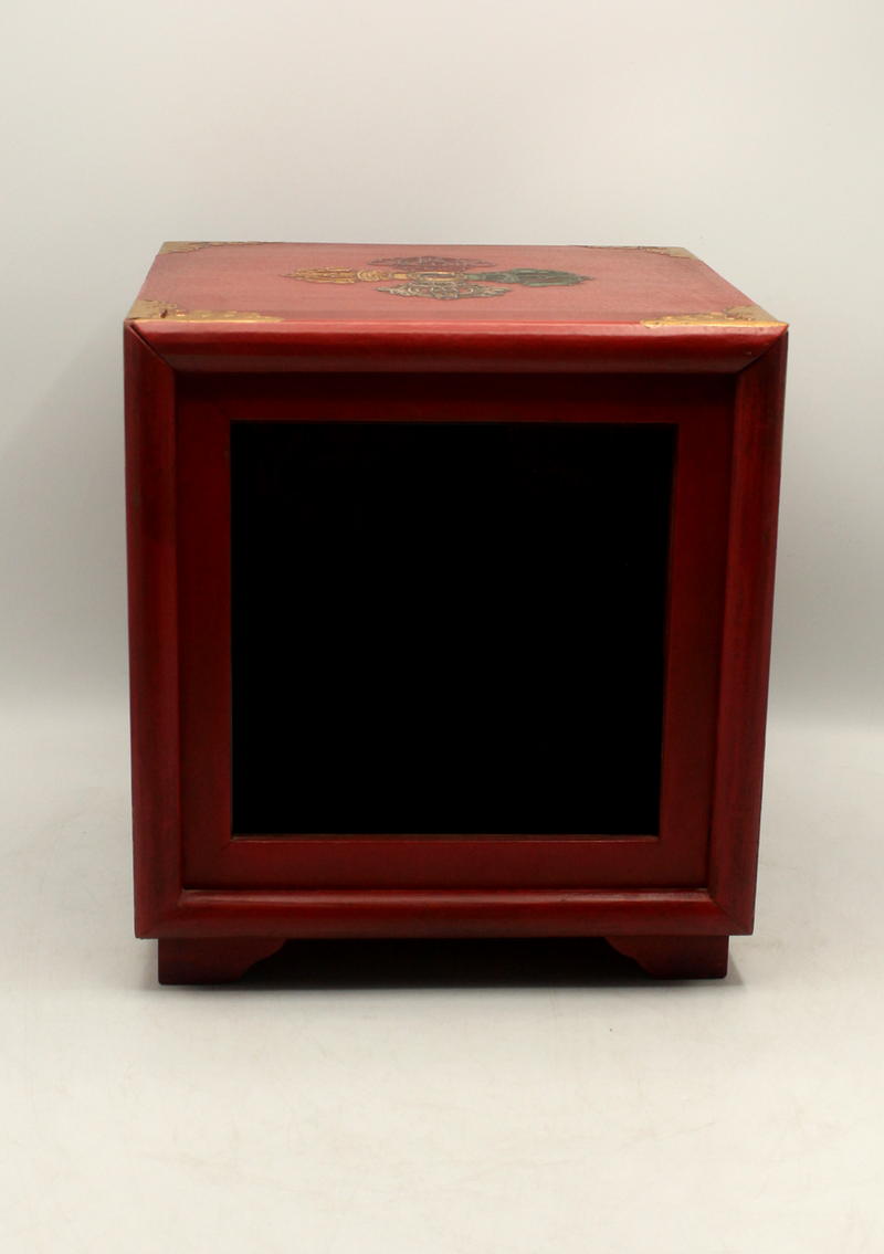 HandCrafted Tibetan Wooden Box for the Ritual Treasure Vase- Three Jewels