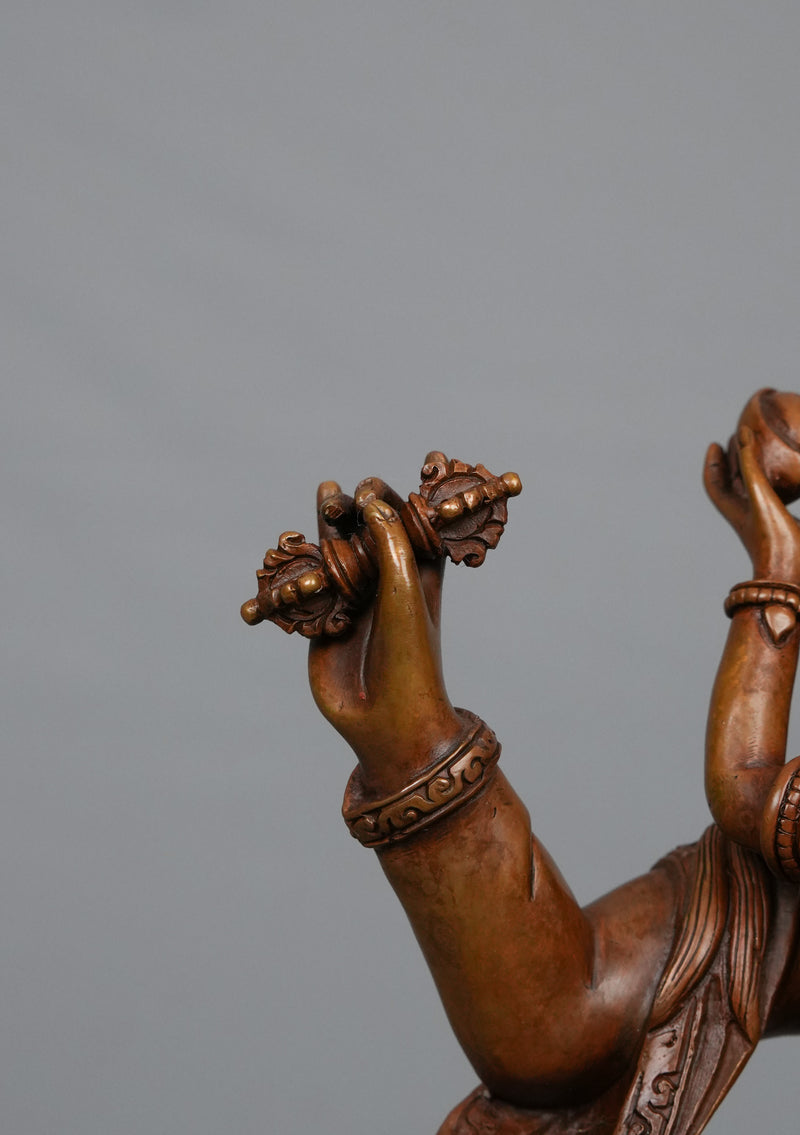 Oxidized Copper Guru Rinpoche Shakti Statue 9" H