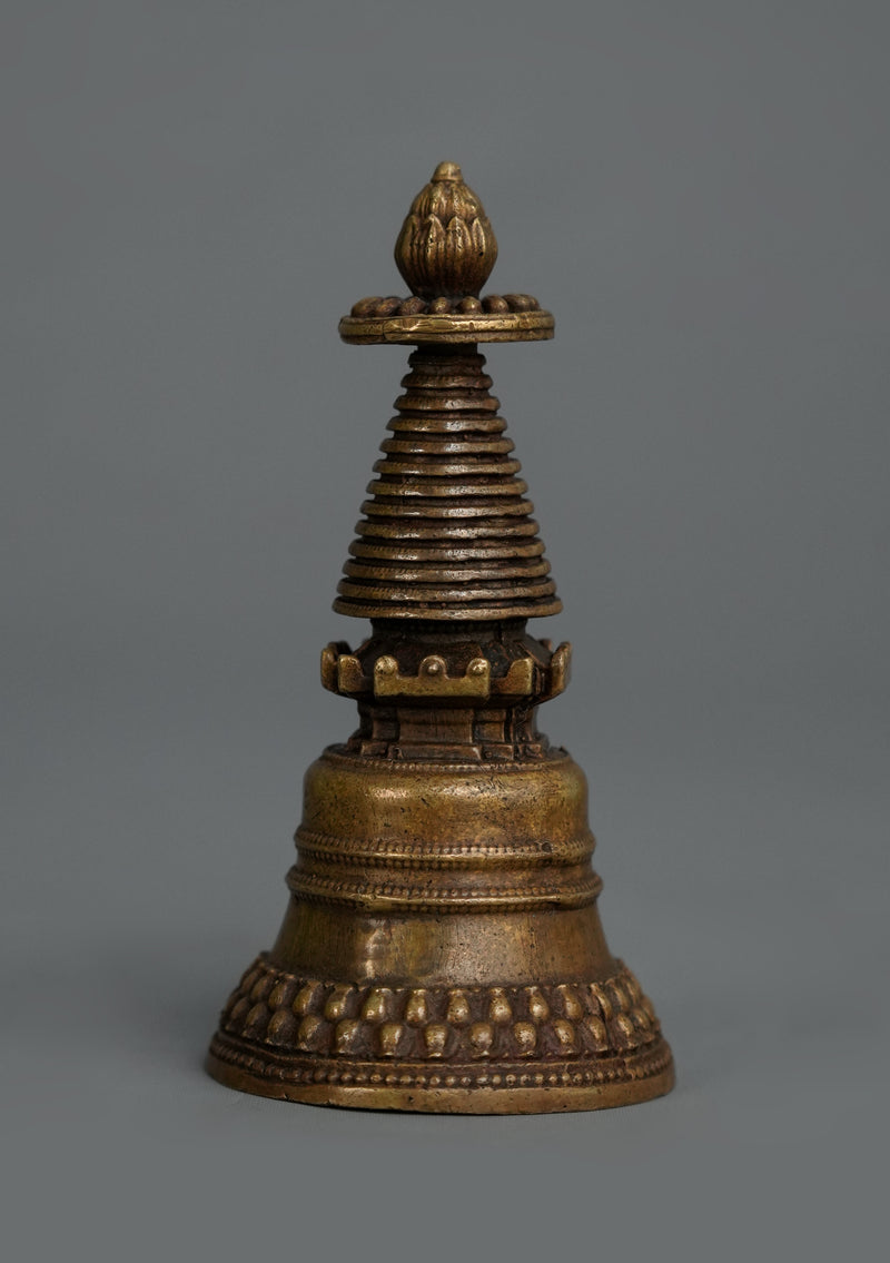 Brass Tibetan Chorten Stupa 4.25"H