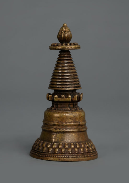 Brass Tibetan Chorten Stupa 4.25"H