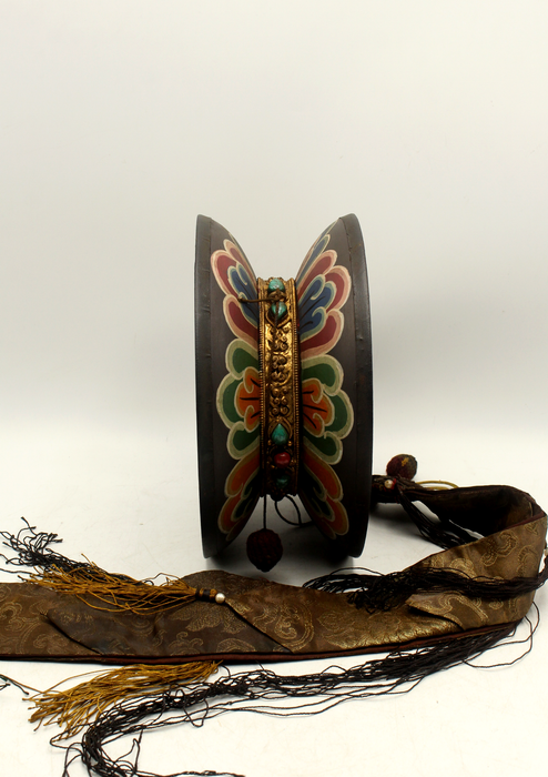 Handpainted Tibetan Buddhist Ritual Skull Chod Drum Damaru