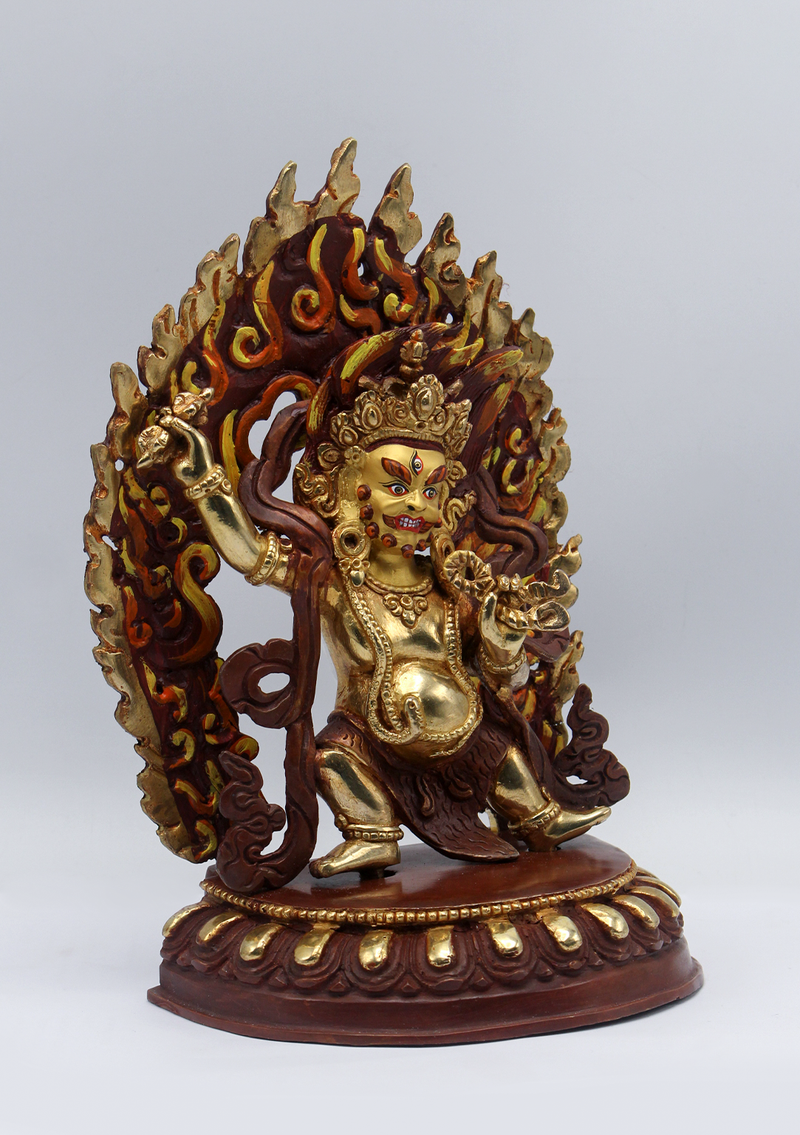 Copper Partly Gold Plated Vajrapani Statue 8.5"H