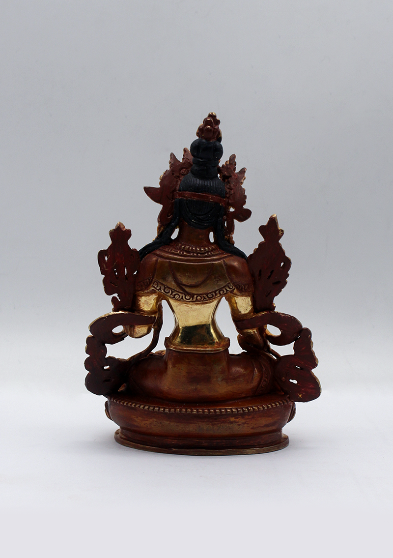 Partly Gold Plated White Tara Statue 5.5" H