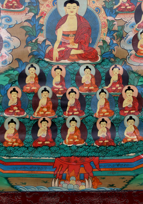 Shakyamuni and other 35 Buddhas Brocade Thangka Painting