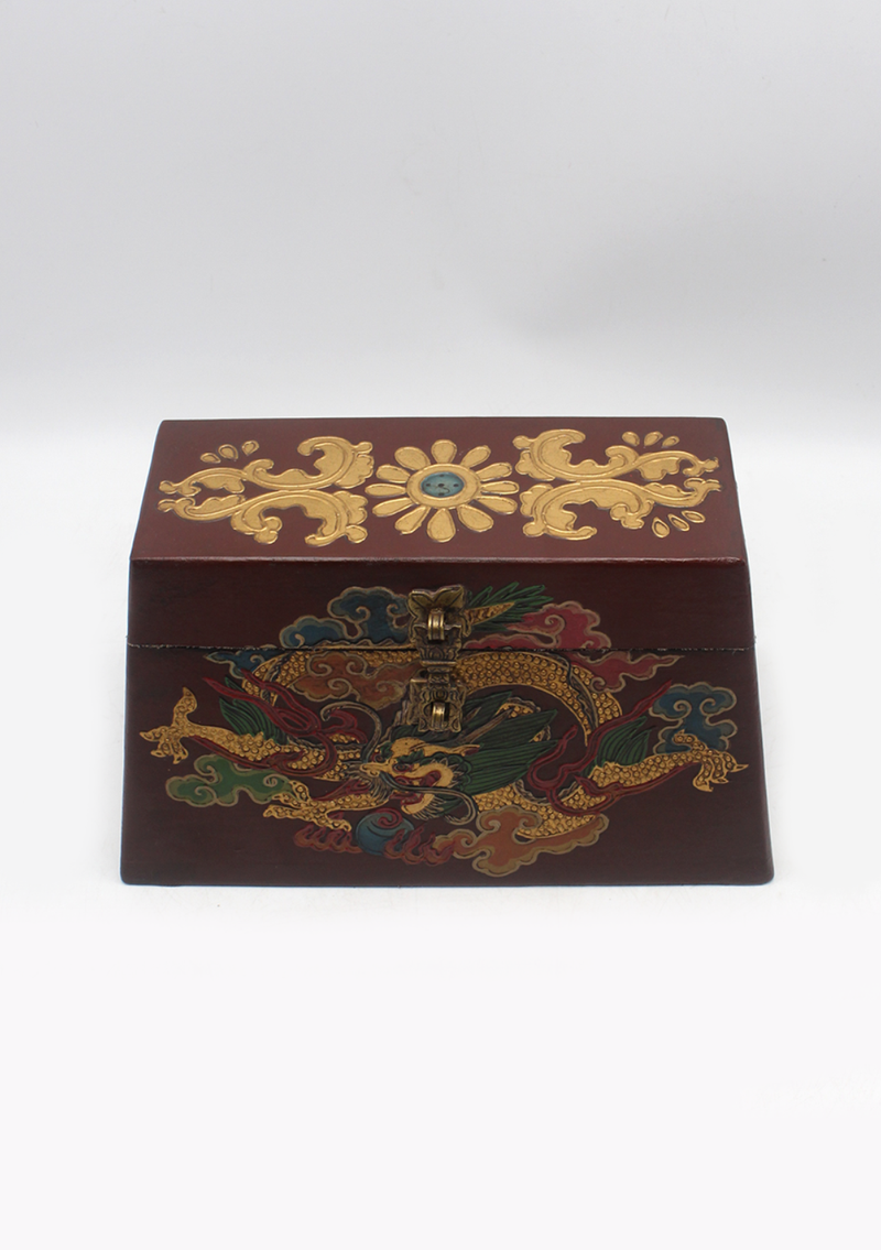 Handpainted Tibetan Jewelry Box with Dragon