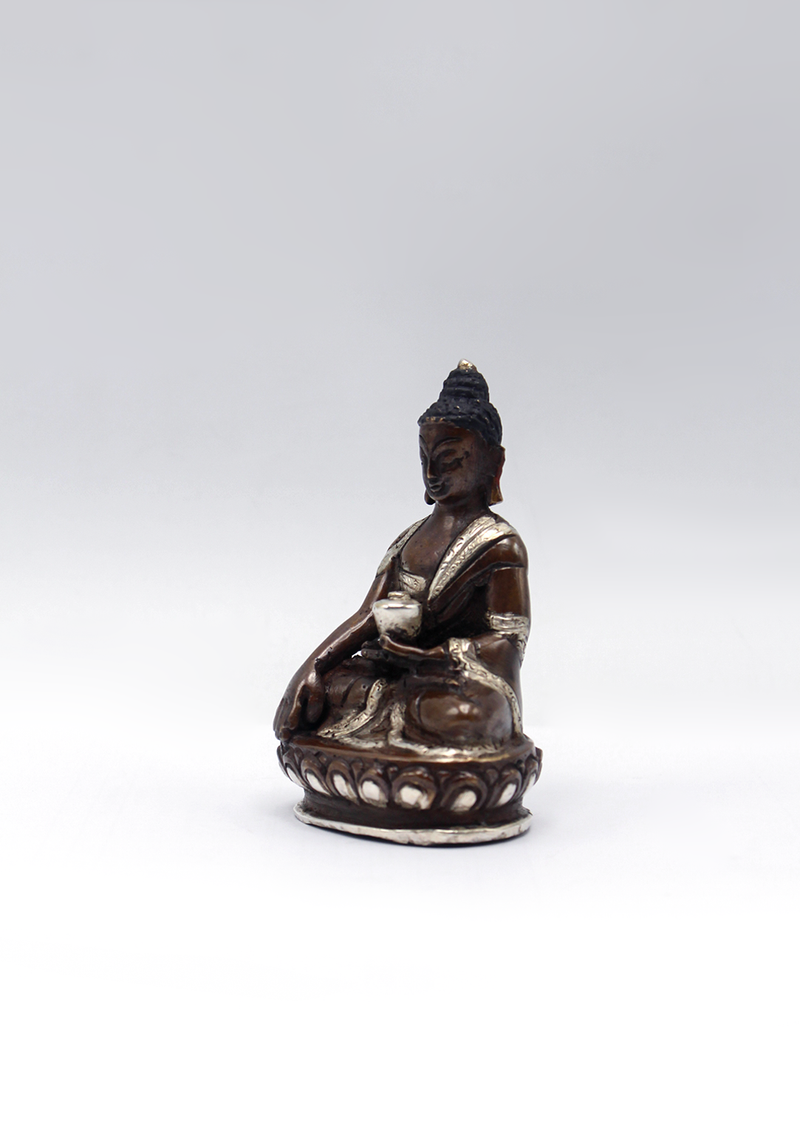 Silver Copper Shakyamuni Buddha Statue 3"H