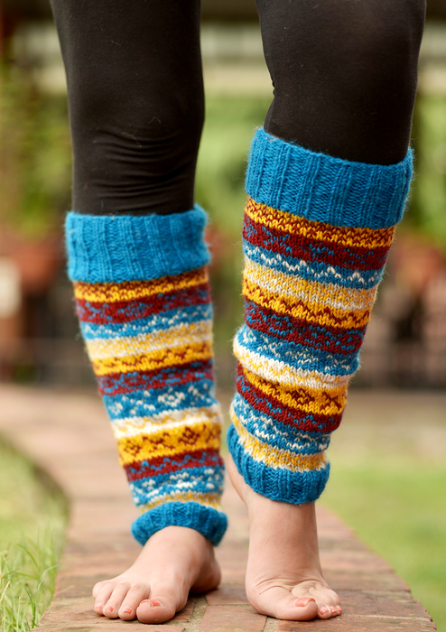 Bluish Woolen Knitted Legwarmers