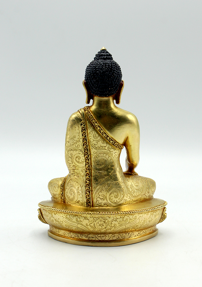 Full Gold Plated Copper Shakyamuni Buddha  Statue