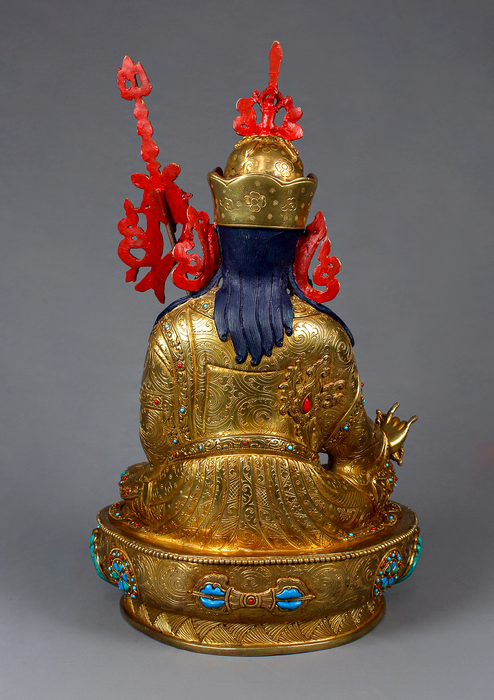 Guru Rinpoche 24K Gold Gilded Copper  Statue 15"H