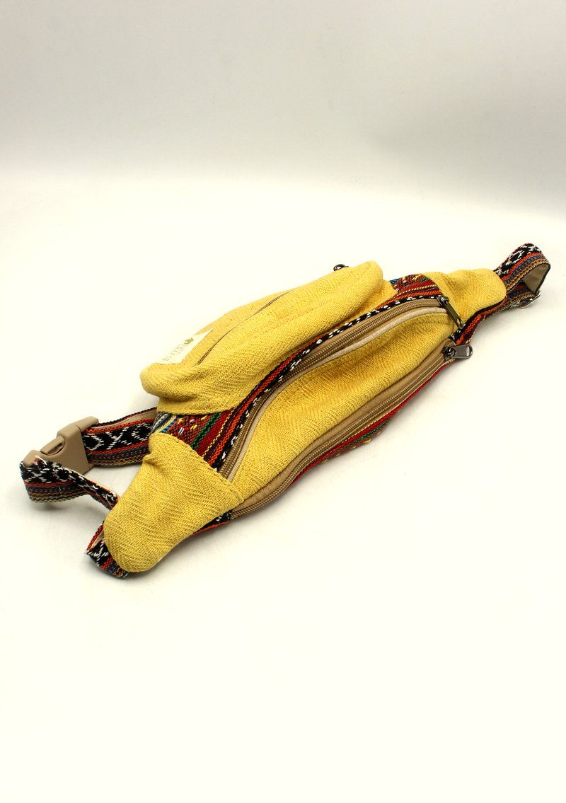 Light Yellow Hemp Fanny Pack, Hemp Waist Utility Belt, Hemp money bag