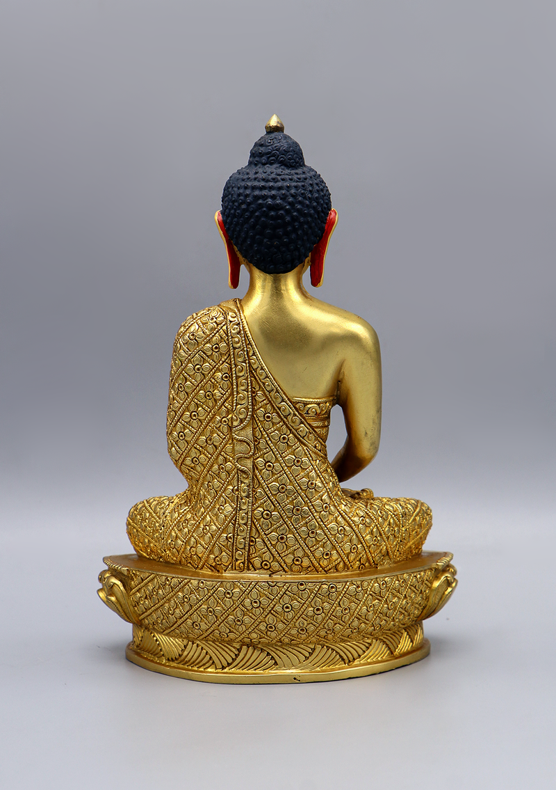 Gold Plated Amitabha Buddha Statue 8"H