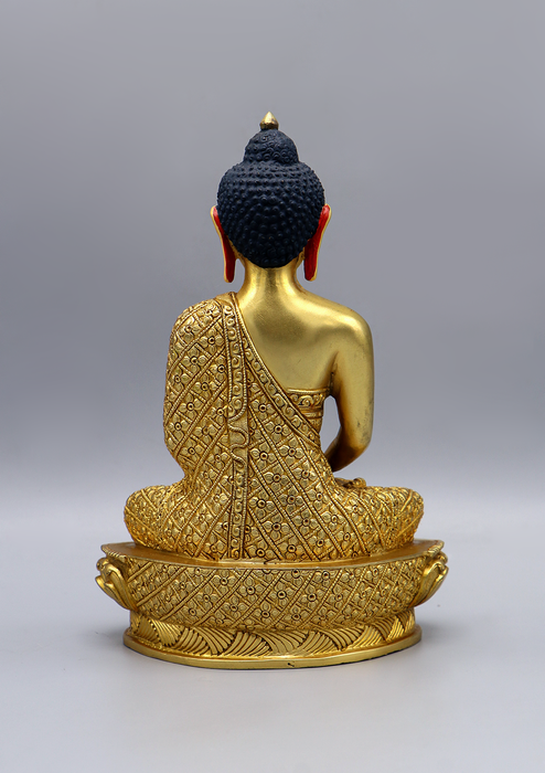 Gold Plated Amitabha Buddha Statue 8"H