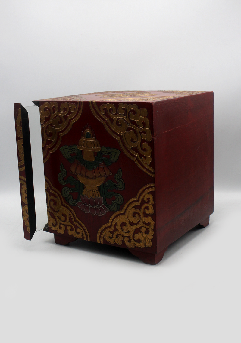 HandCrafted Tibetan Wooden Box for the Ritual Treasure Vase