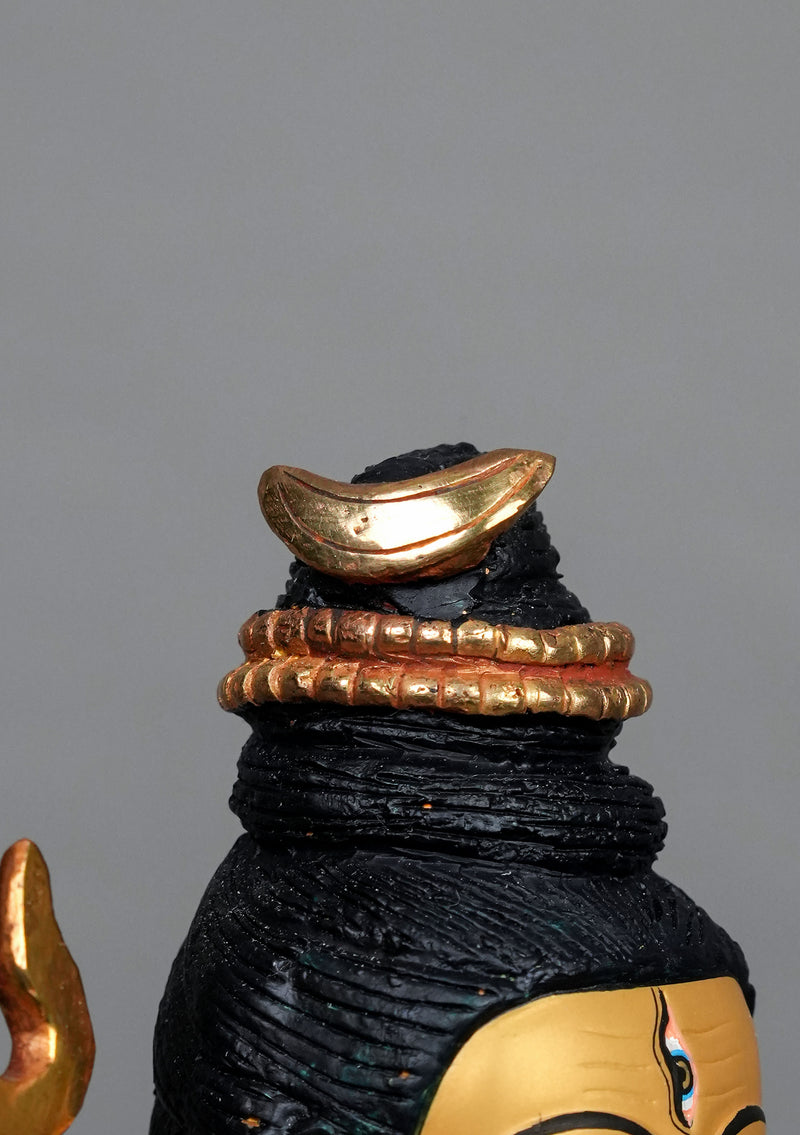 Partly Gold Plated Shiva Statue 8.5"H