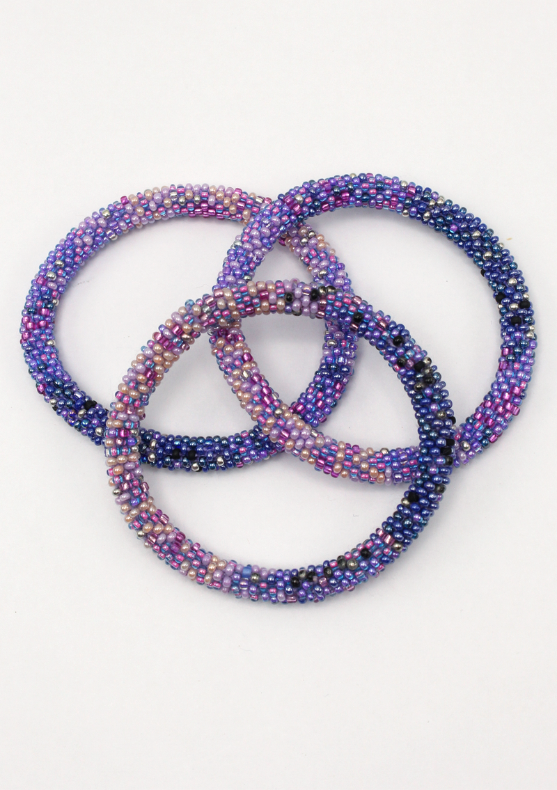 Purple Roll on Beads Bracelet